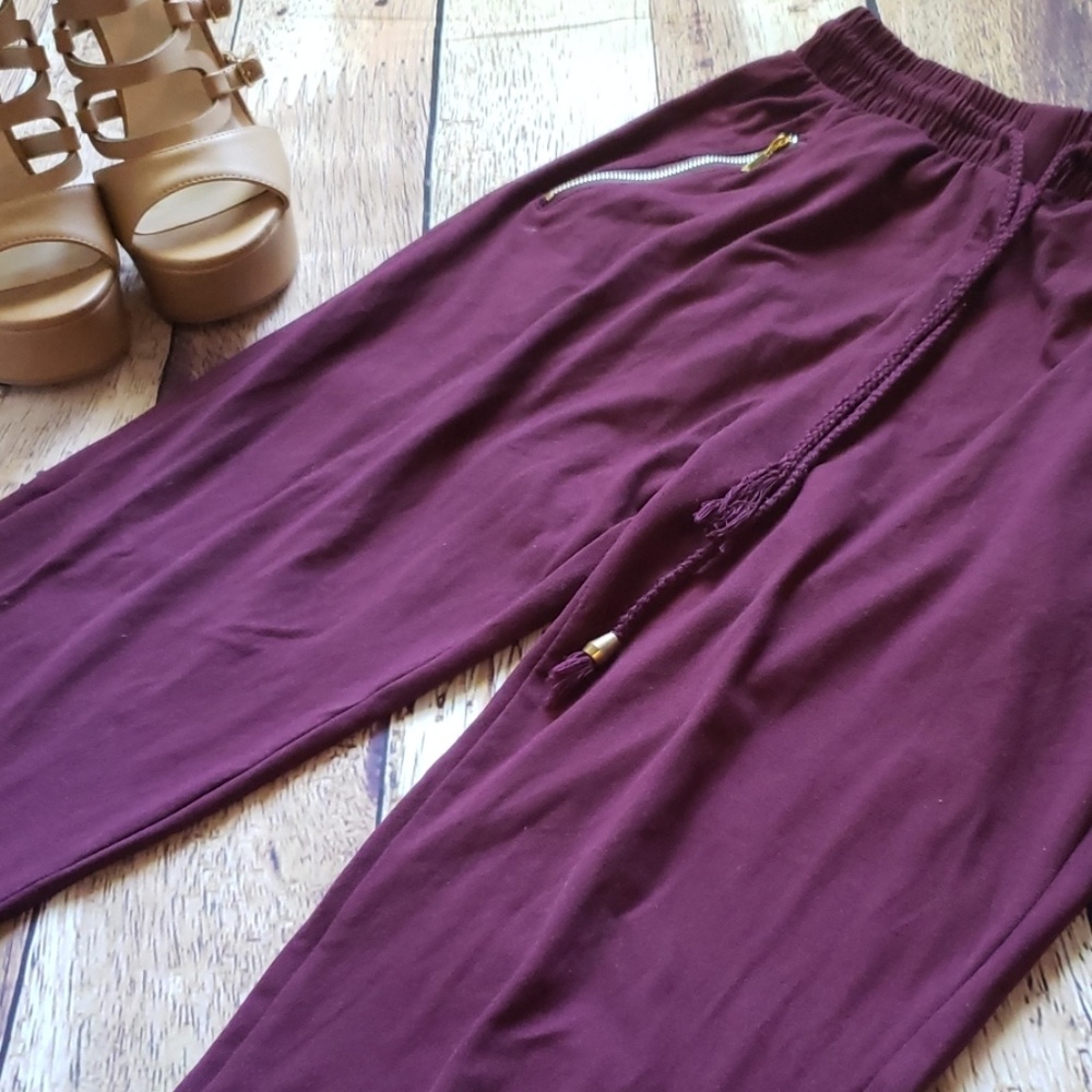 Maroon Colored Jogger Fashion Pants